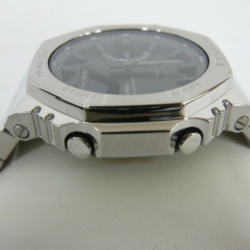 卡西歐 G-SHOCK 全金屬 2100 系列 GM-B2100SD-1AJF 灰色銀色不鏽鋼男士手錶-2