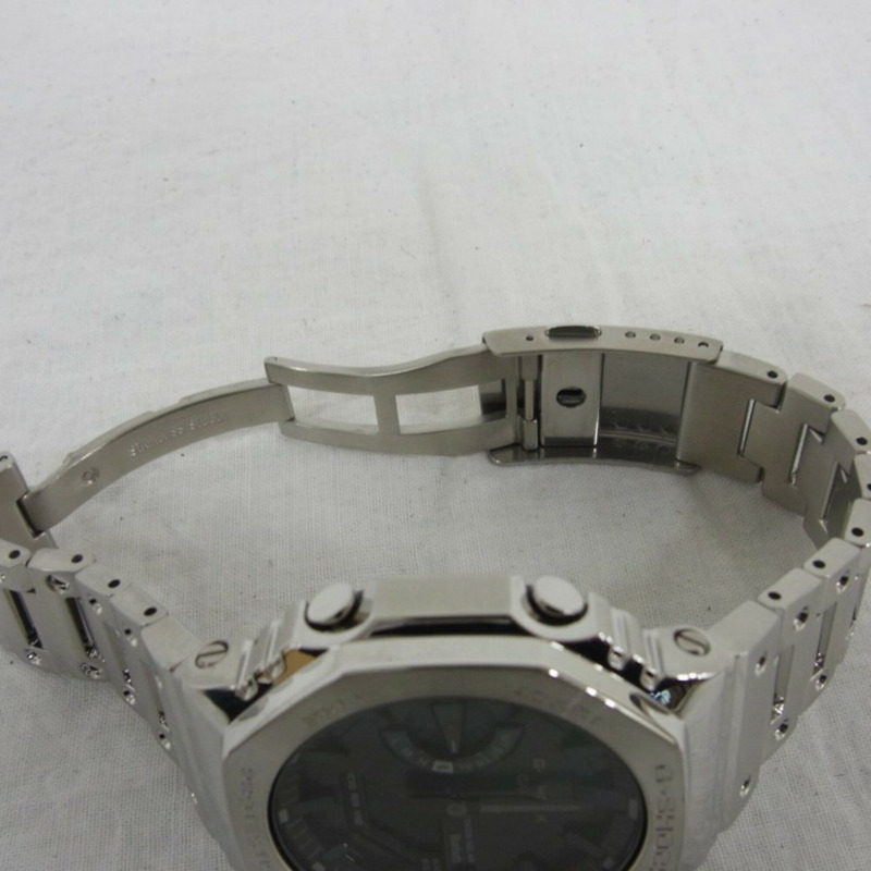 卡西歐 G-SHOCK 全金屬 2100 系列 GM-B2100SD-1AJF 灰色銀色不鏽鋼男士手錶-5