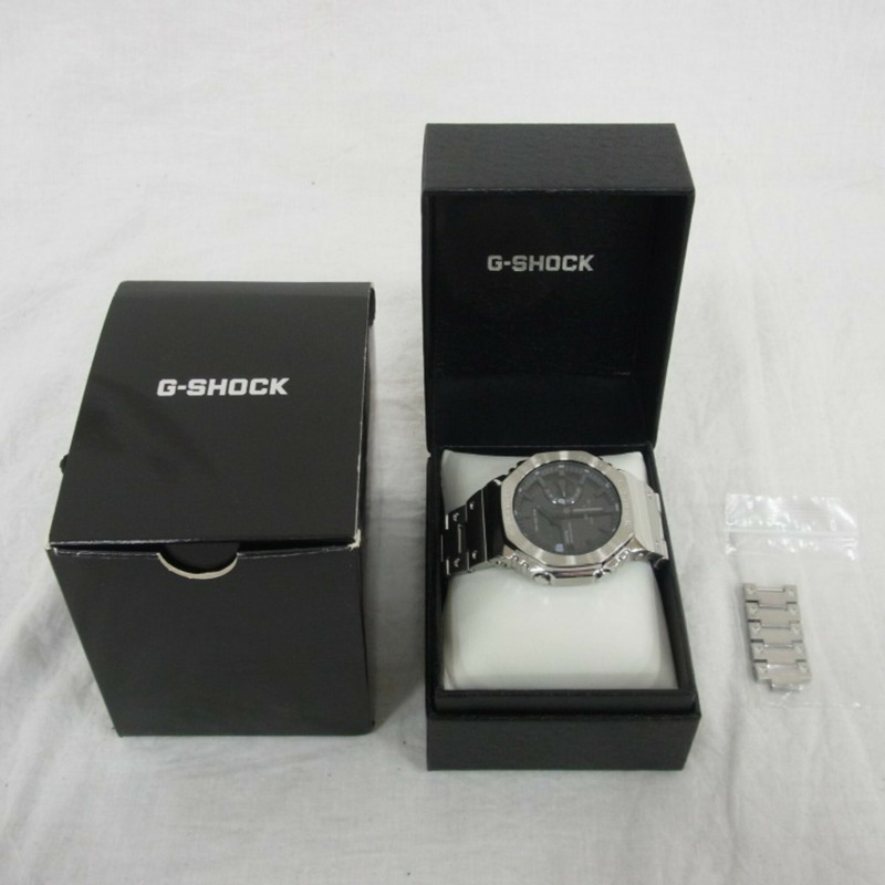 卡西歐 G-SHOCK 全金屬 2100 系列 GM-B2100SD-1AJF 灰色銀色不鏽鋼男士手錶-6