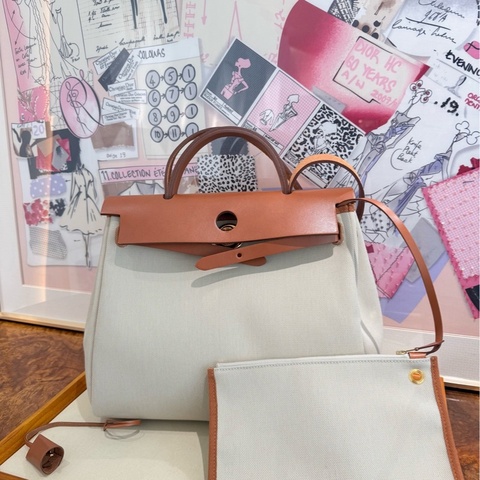 Hermes愛馬仕 herbag31 米色拼金棕色