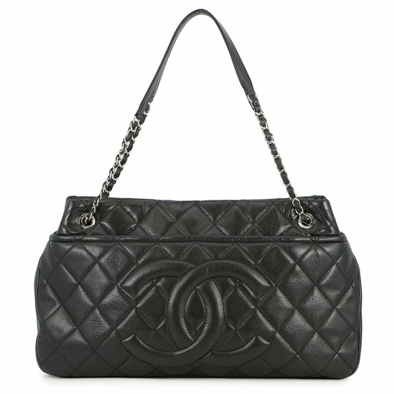 香奈兒 (Chanel) Matelassé 托特包,Coco 標誌,雙鏈,魚子醬紋皮革,A67292,黑色,手提包,女士,香奈兒-0