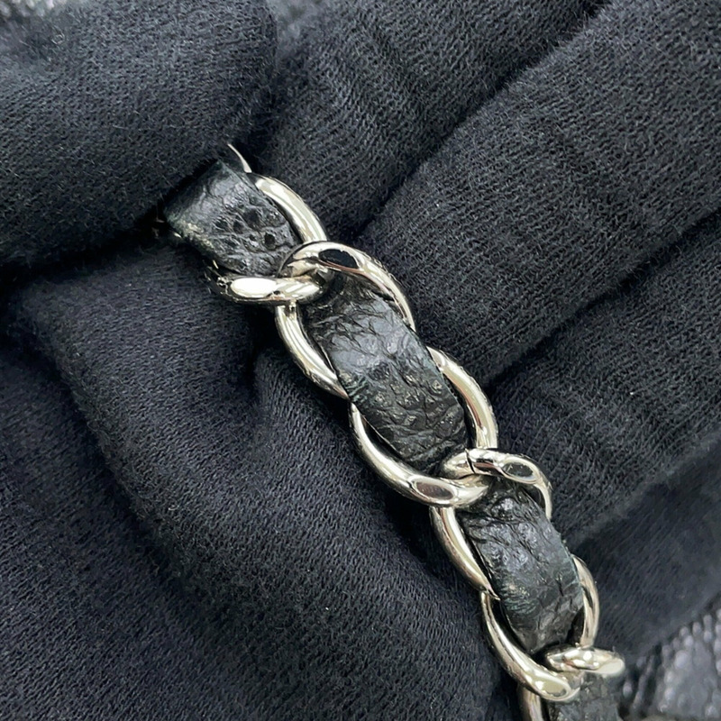 香奈兒 (Chanel) Matelassé 托特包,Coco 標誌,雙鏈,魚子醬紋皮革,A67292,黑色,手提包,女士,香奈兒-12