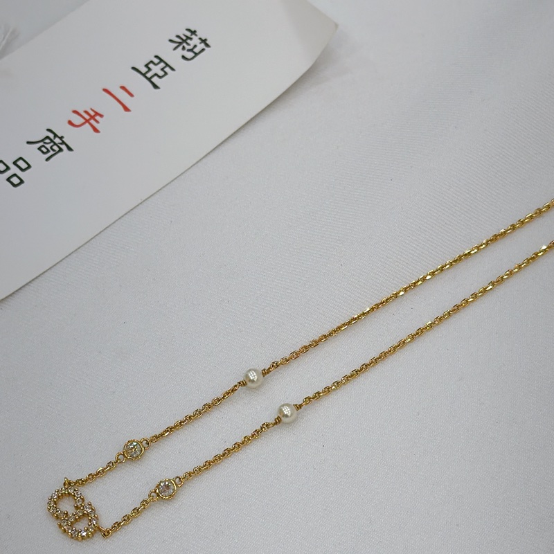 莉亞精品♡ Dior N1033 珍珠水鑽項鍊 全新 閒置-3