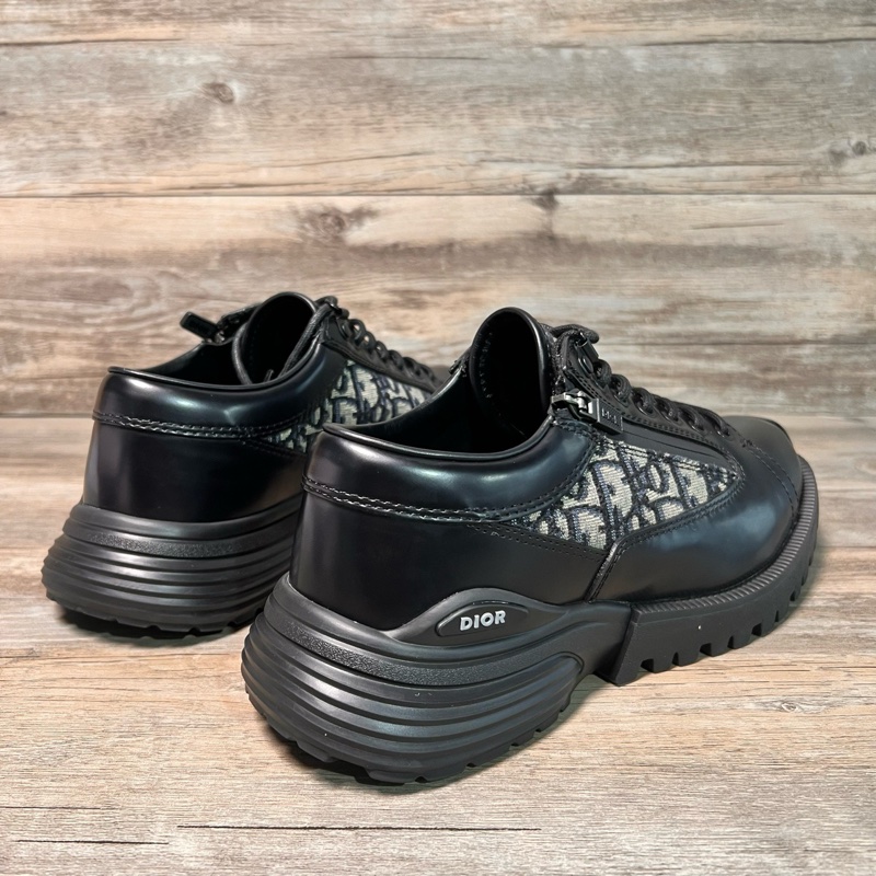 DIOR 迪奧 Combat 黑色 印花 拼接 皮鞋 38碼-2