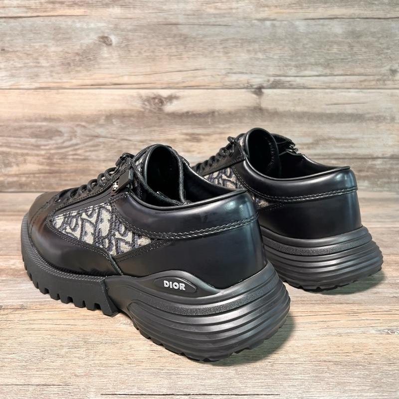 DIOR 迪奧 Combat 黑色 印花 拼接 皮鞋 38碼-3
