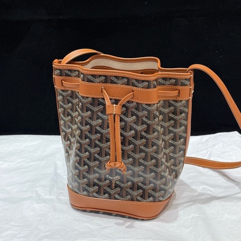 Goyard/戈雅 棕色抽繩水桶包 經典棕色印花  🈚附件