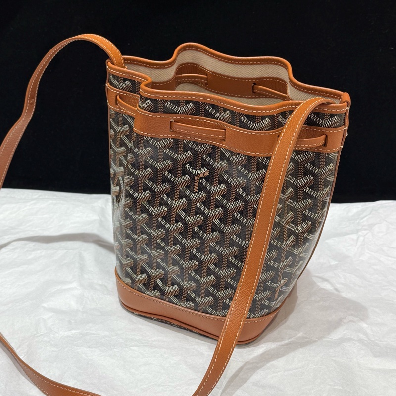 Goyard/戈雅 棕色抽繩水桶包 經典棕色印花  🈚附件-1