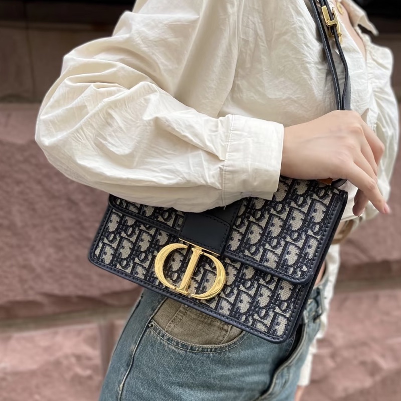 超低價🈶購證😍Dior迪奧老花刺繡金扣Montaigne蒙田30單肩斜挎側背包-2