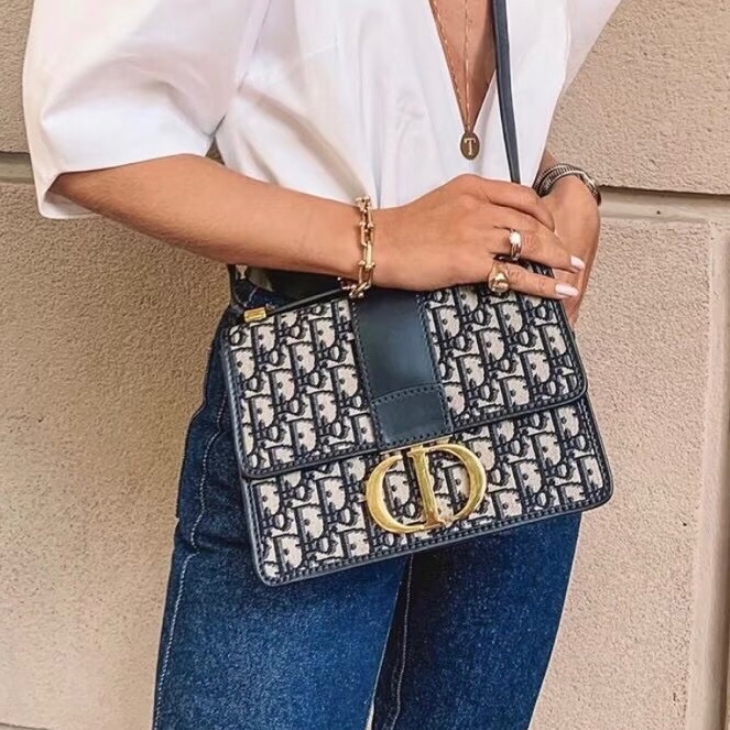 超低價🈶購證😍Dior迪奧老花刺繡金扣Montaigne蒙田30單肩斜挎側背包-4