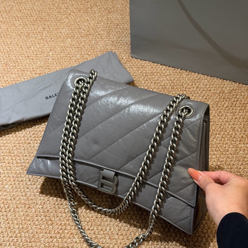 Balenciaga巴黎世家CRUSH鏈條沙漏包水泥灰牛皮-2