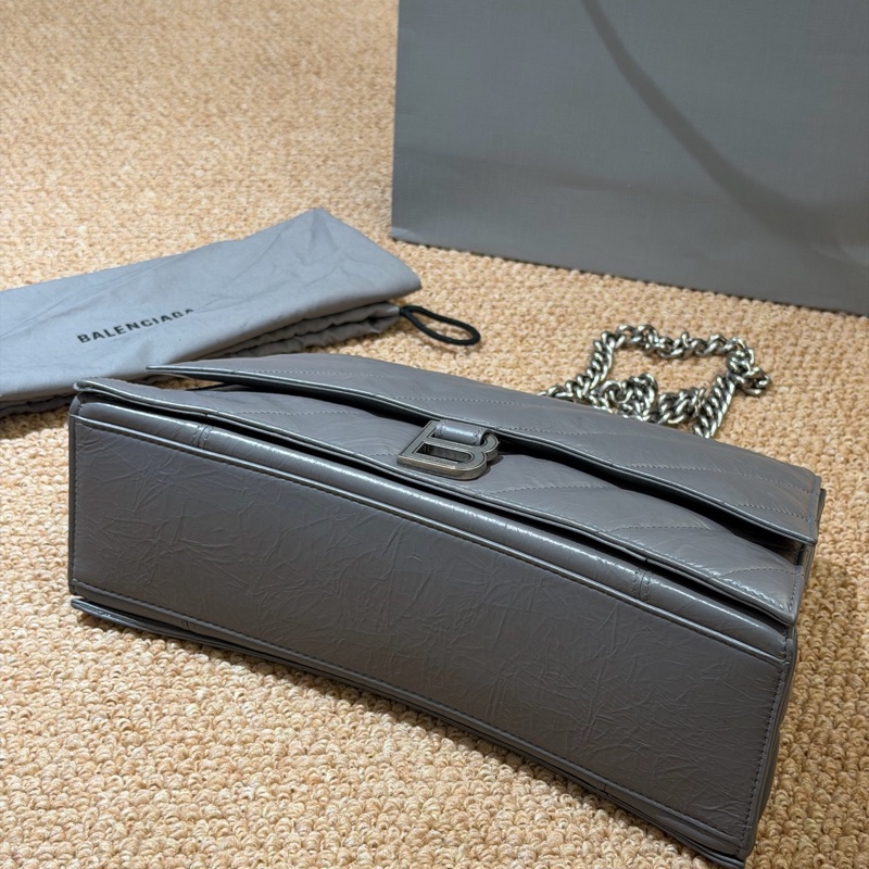 Balenciaga巴黎世家CRUSH鏈條沙漏包水泥灰牛皮-5