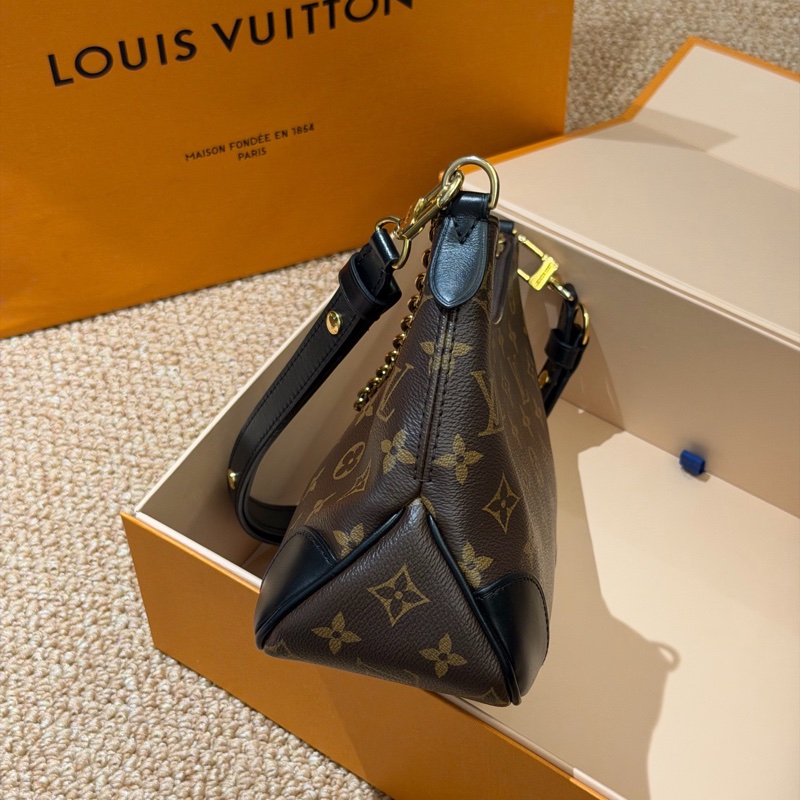 LV經典老花Boulogne黑牛角單肩包斜挎包芯片款-3