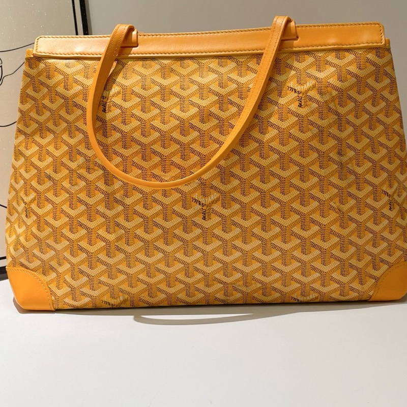 Goyard戈雅 Bellechasse 托特包 黃色老花款 經典老花壓紋設計，手提單肩兩用 尺寸36*26-1