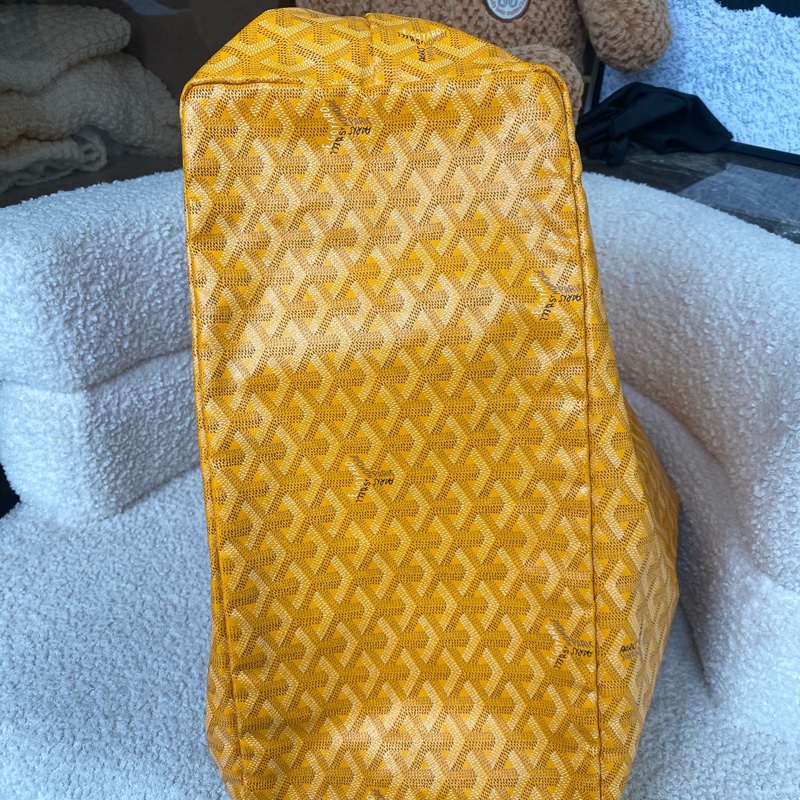 Goyard St Louis PM黃色帆布托特包 經典格紋 五金亮 尺寸約40×30cm-1