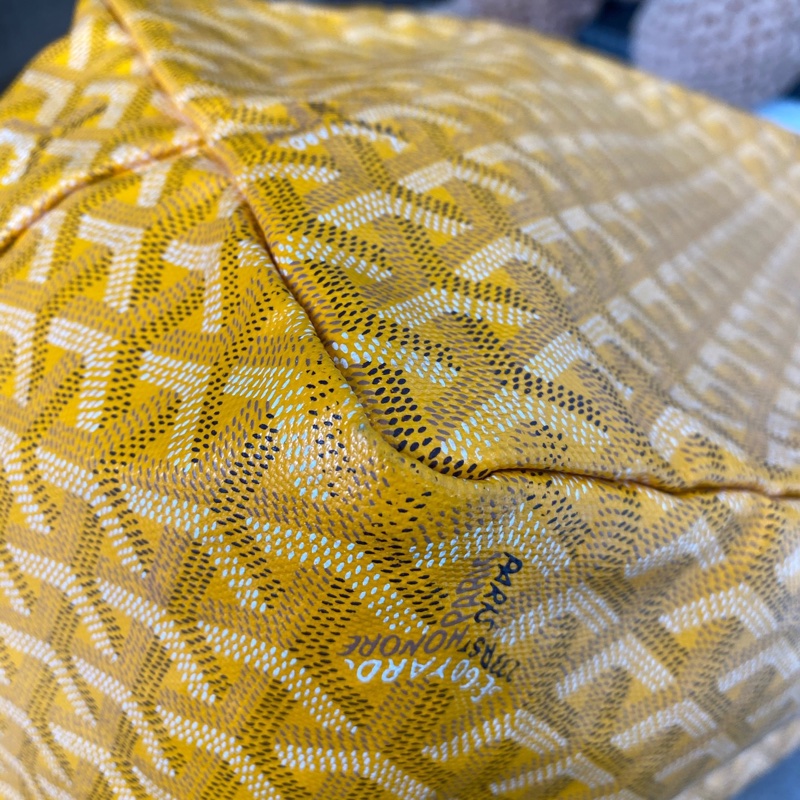 Goyard St Louis PM黃色帆布托特包 經典格紋 五金亮 尺寸約40×30cm-3