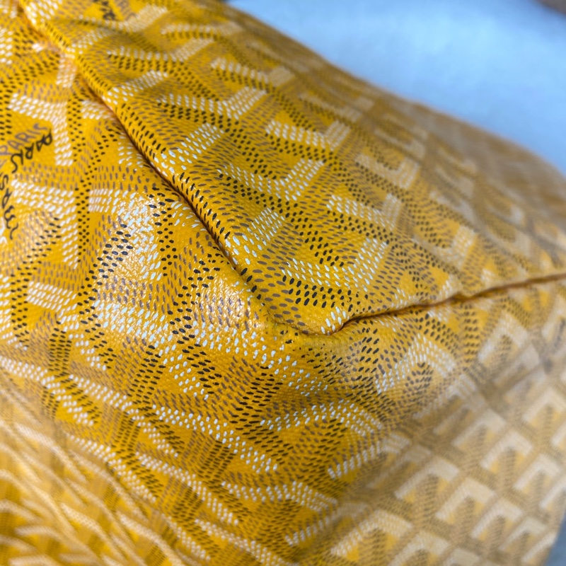 Goyard St Louis PM黃色帆布托特包 經典格紋 五金亮 尺寸約40×30cm-5
