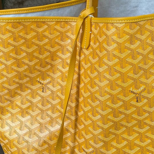 Goyard St Louis PM黃色帆布托特包 經典格紋 五金亮 尺寸約40×30cm-8