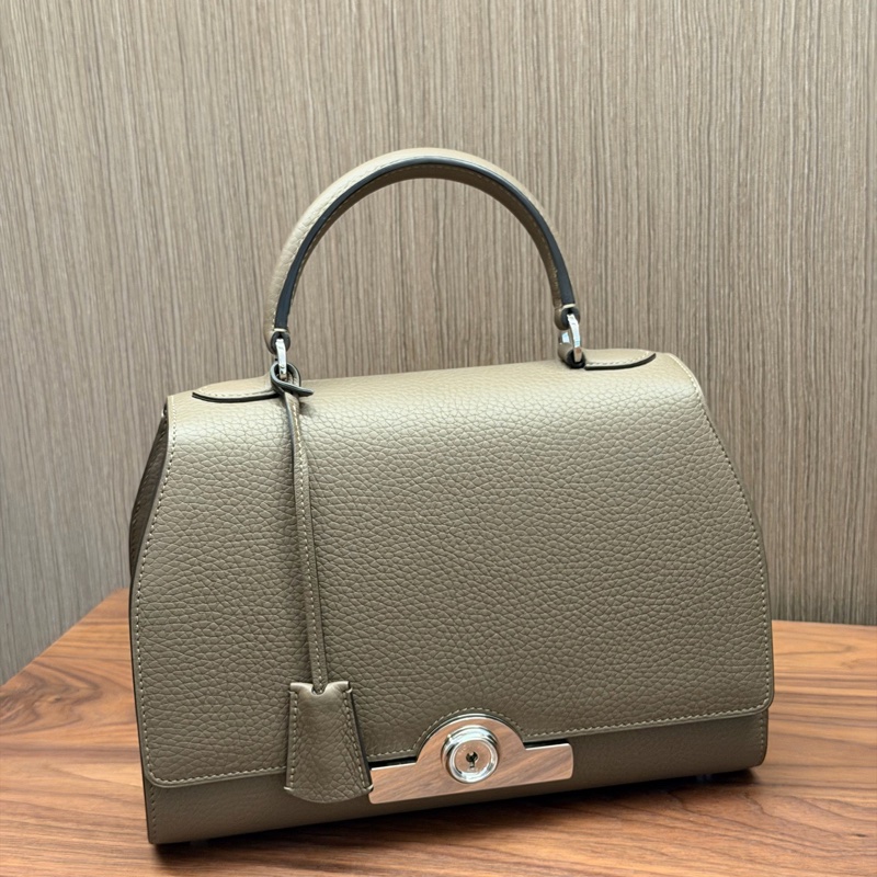 Moynat莫奈經典款rejane大象灰牛皮銀扣中號手提斜挎包-1