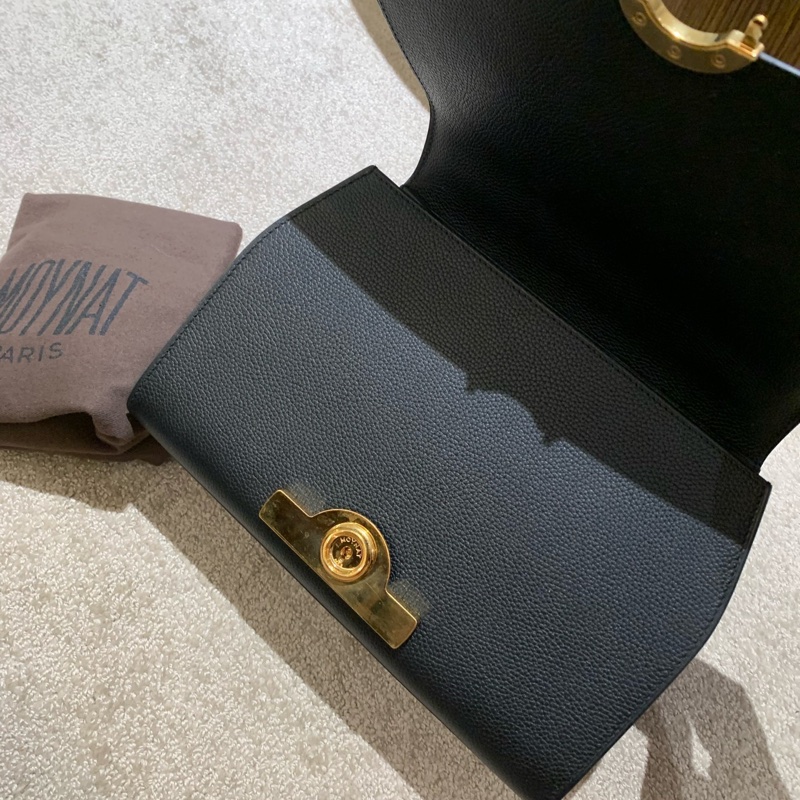 MOYNAT莫奈rejane黑色牛皮金扣 提挎包-1