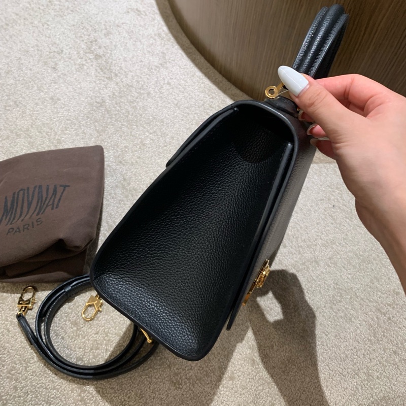 MOYNAT莫奈rejane黑色牛皮金扣 提挎包-3