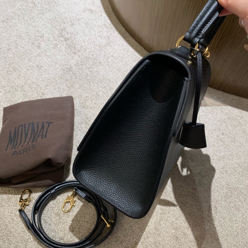MOYNAT莫奈rejane黑色牛皮金扣 提挎包-6