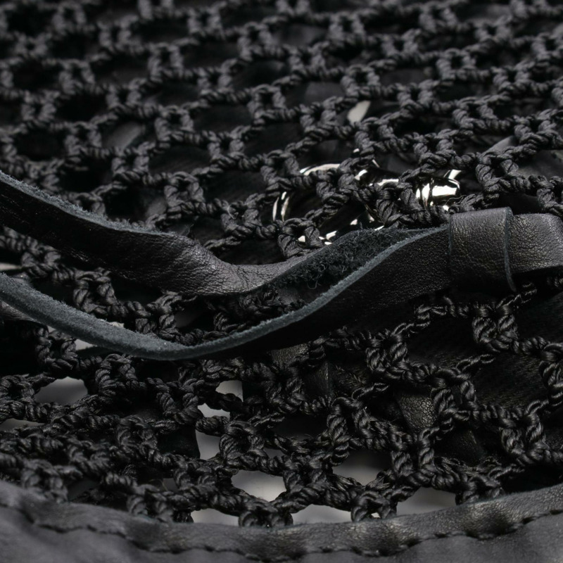 香奈兒 Coco Mark 女士單肩包/手提包，皮革網眼材質，黑色 WS11685-7