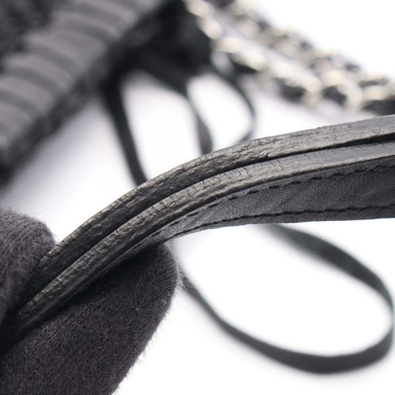 香奈兒 Coco Mark 女士單肩包/手提包，皮革網眼材質，黑色 WS11685-8