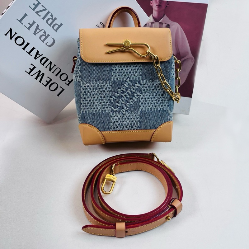 99新Lv steamer nano丹宁棋盘格单肩包 丹宁蓝配米色皮边，经典R扣配链条设计，时尚百搭 小巧实用。 附件：肩带-3