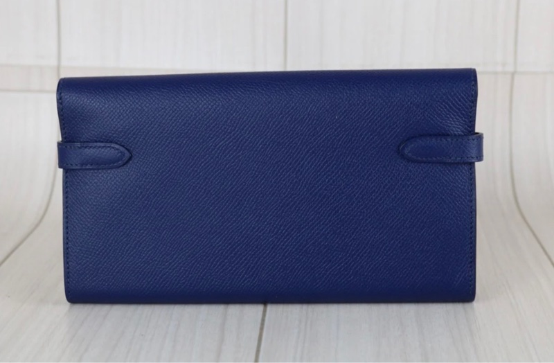 「JL精品代購」 98新 Hermes 愛馬仕 Kelly 長夾 電光藍-2