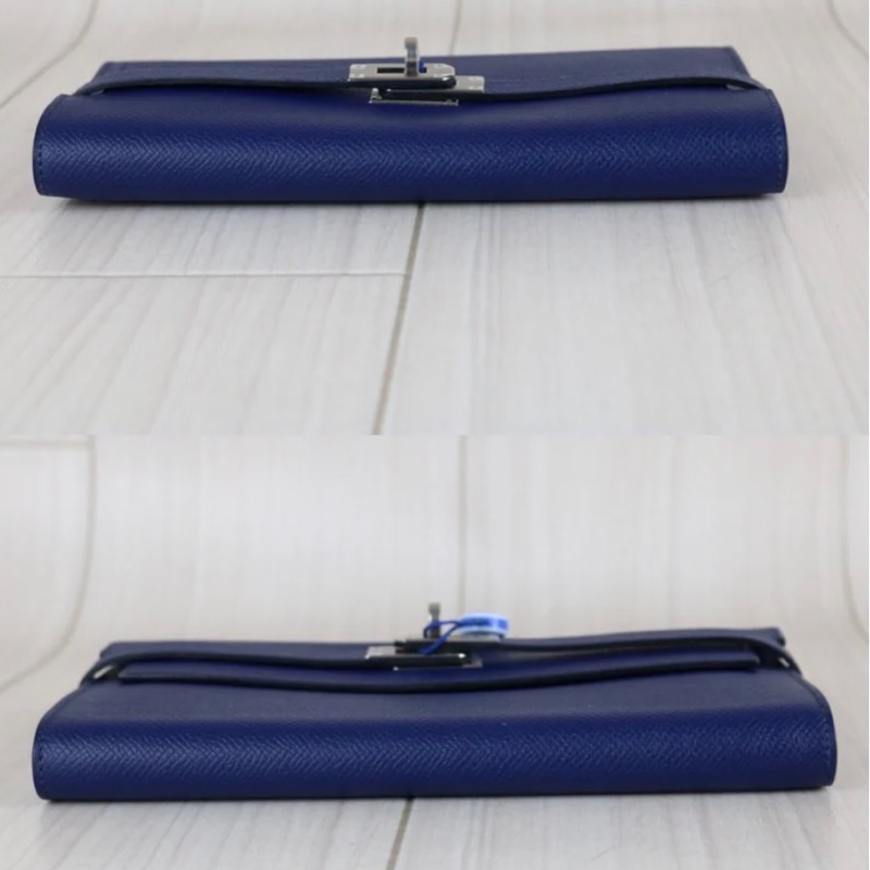 「JL精品代購」 98新 Hermes 愛馬仕 Kelly 長夾 電光藍-3