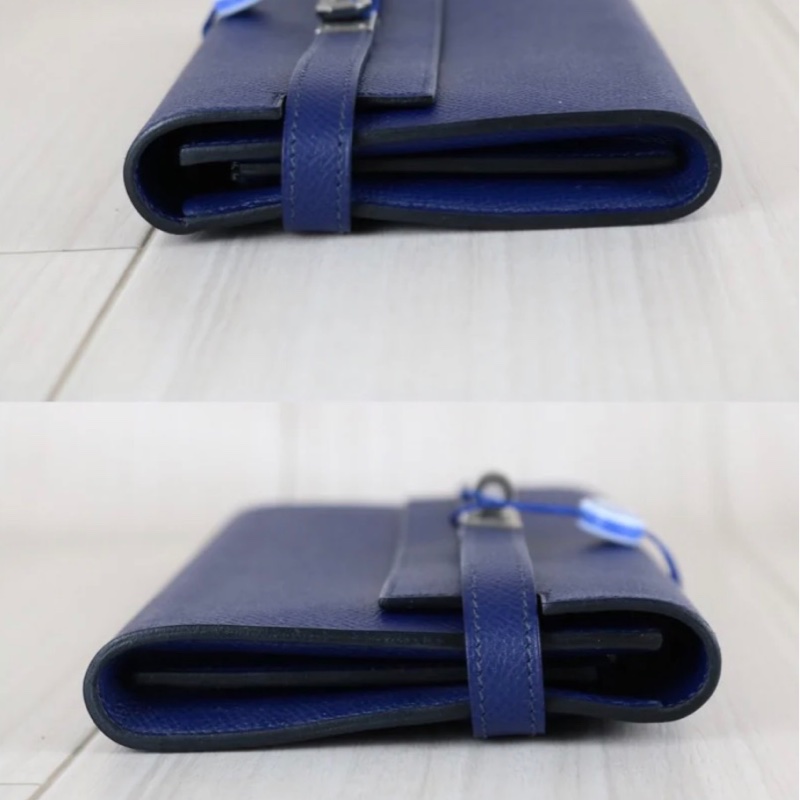 「JL精品代購」 98新 Hermes 愛馬仕 Kelly 長夾 電光藍-4