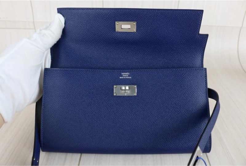 「JL精品代購」 98新 Hermes 愛馬仕 Kelly 長夾 電光藍-10
