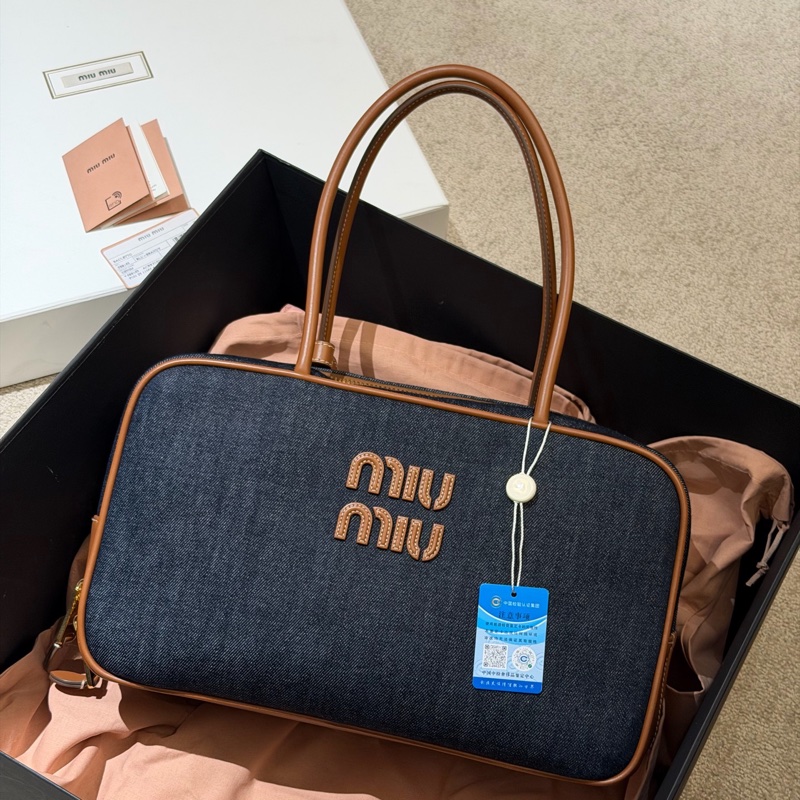 全新全套MIUMIU牛仔beau公文包-0