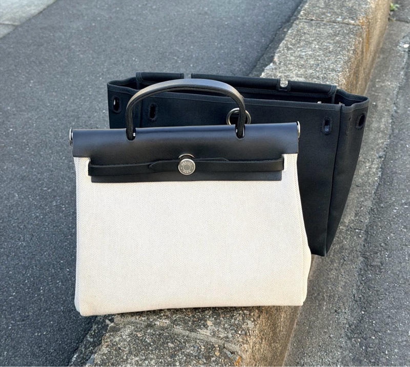 Hermes Herbag 31 黑色皮革 （附黑白替換袋）-1