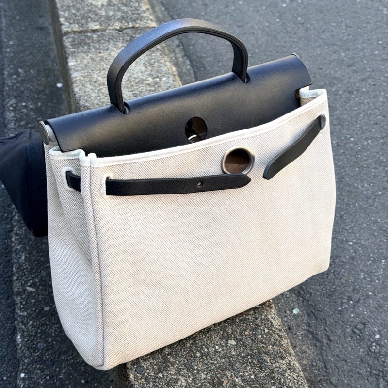 Hermes Herbag 31 黑色皮革 （附黑白替換袋）-7