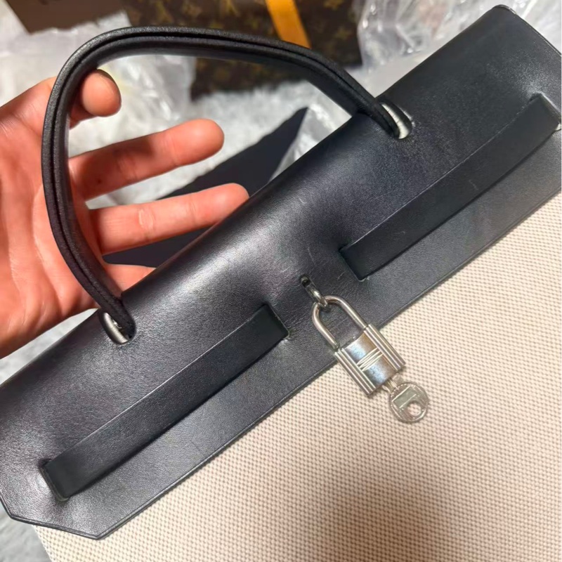 Hermes Herbag 31 黑色皮革 （附黑白替換袋）-8