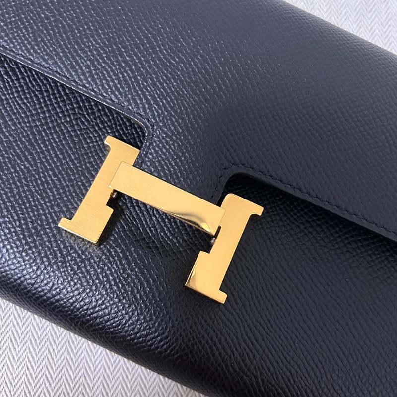 Hermes 愛馬仕 Constance to go Epsom 牛皮H扣長夾/斜背兩用包(黑色/U刻/金釦)-17