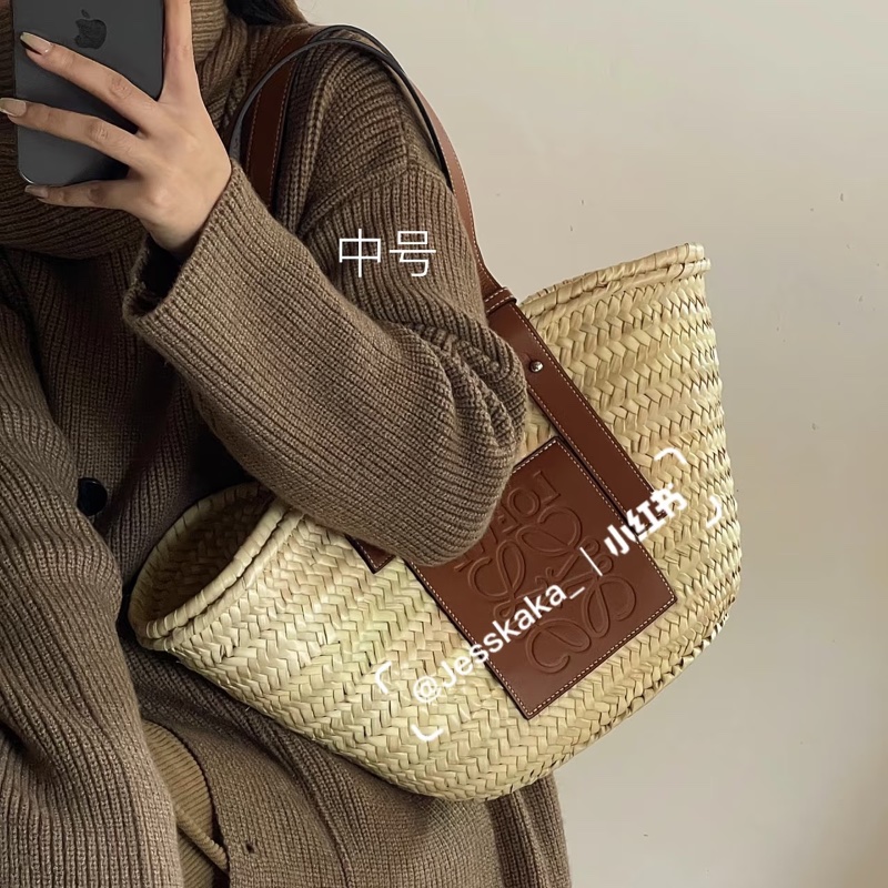 ෆ Loewe草編菜籃子🧺焦糖自然色🍎🥖-2