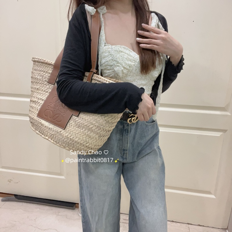 ෆ Loewe草編菜籃子🧺焦糖自然色🍎🥖-3