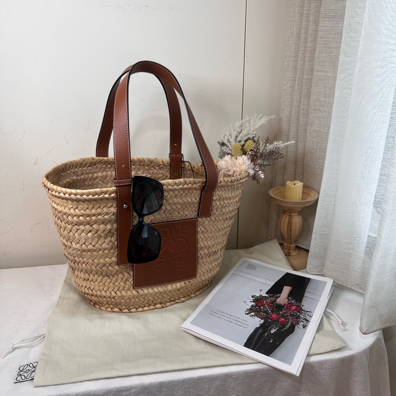 ෆ Loewe草編菜籃子🧺焦糖自然色🍎🥖-5