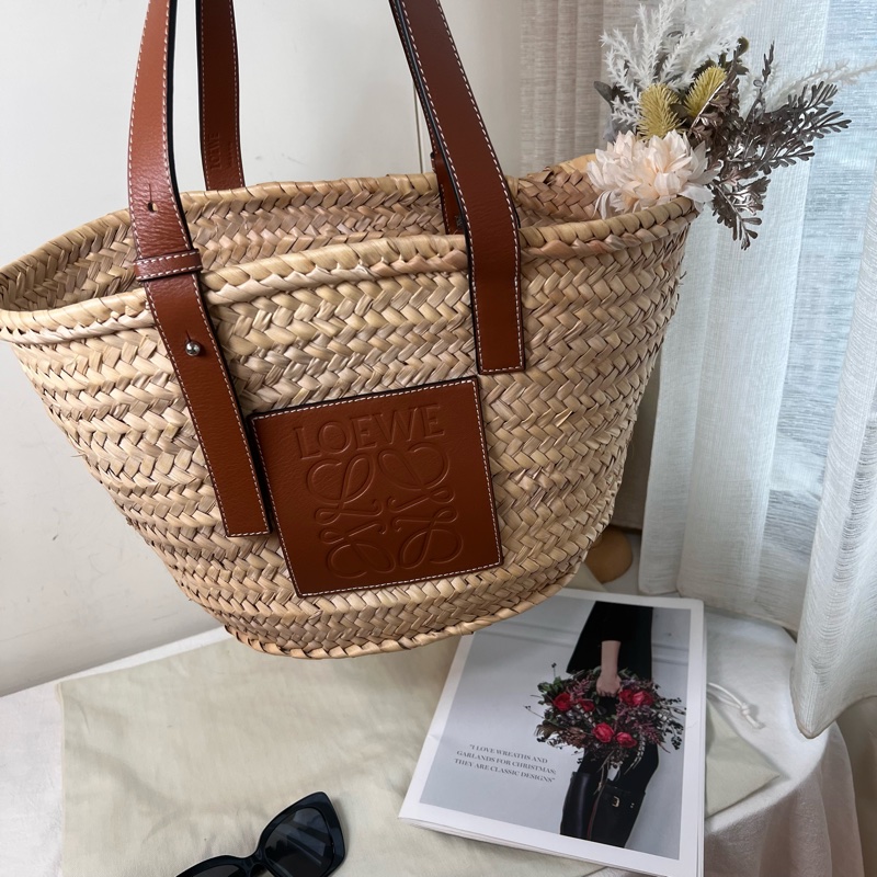 ෆ Loewe草編菜籃子🧺焦糖自然色🍎🥖-6