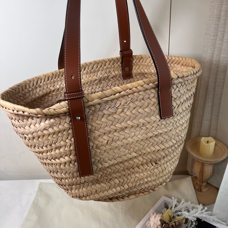 ෆ Loewe草編菜籃子🧺焦糖自然色🍎🥖-15