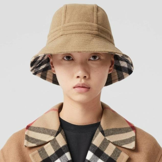 💎Han's house精品服飾💎BURBERRY TB 格紋 漁夫 帽子 100% 羊毛 雙面用 男女可帶 原價16500 M號-2