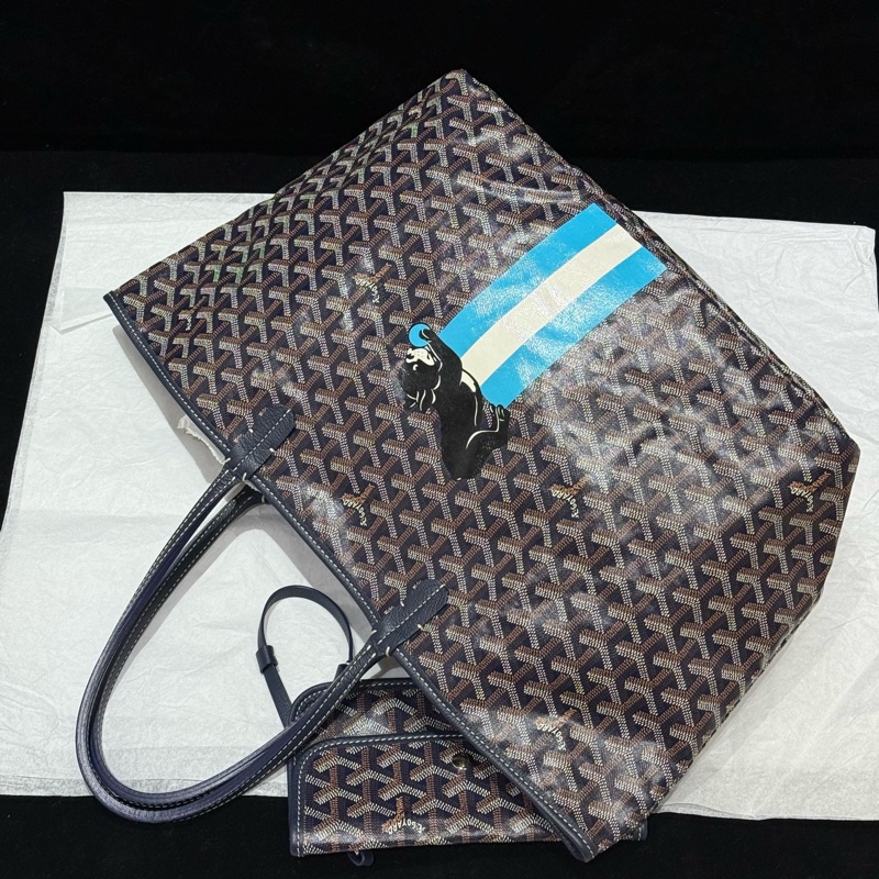 Goyard 戈雅 hobo 藍色彩繪法鬥托特包尺寸:40*20*34,。-0