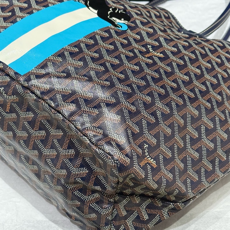 Goyard 戈雅 hobo 藍色彩繪法鬥托特包尺寸:40*20*34,。-2