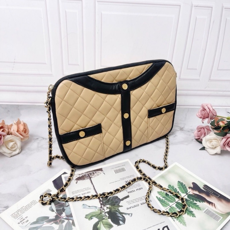 Chanel 拼色衣服包肩背包腋下包29X19X2 9新 配件塵袋-6