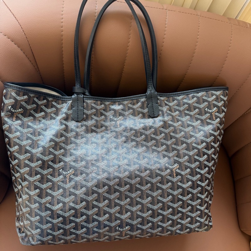 Goyard戈雅 購物袋托特包中號子母包 23年百搭黑色，內里有一點點筆跡-1