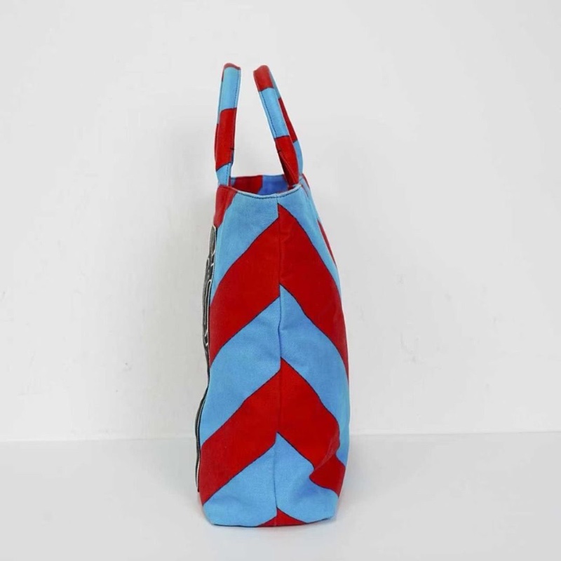 Miumiu 紅藍拼色手提包購物袋 帆布包32*12*33 95新 配件塵袋-3