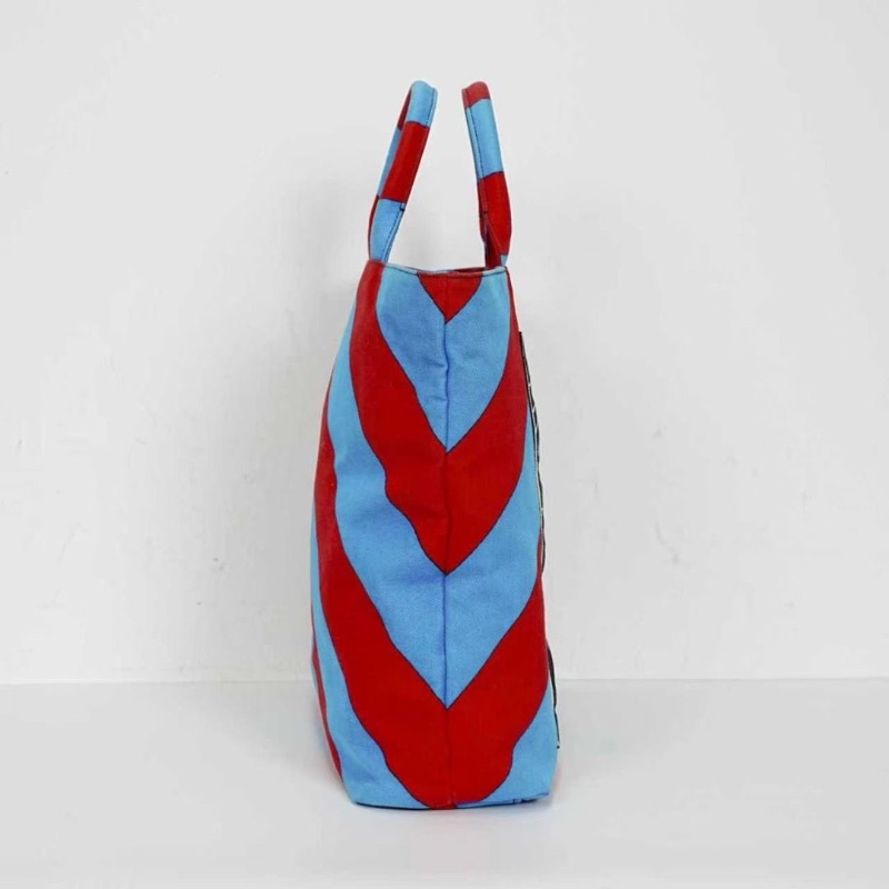 Miumiu 紅藍拼色手提包購物袋 帆布包32*12*33 95新 配件塵袋-6