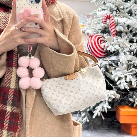 LV 芯片款 沙丘色飯盒包 24s限定牛津布款，很溫柔的顏色 18*13*6  9新 配件塵袋